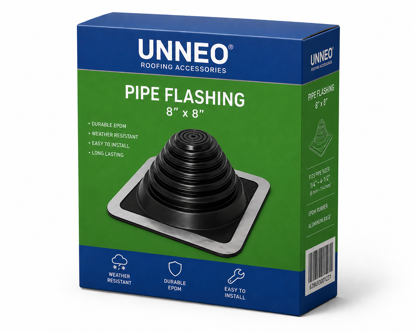  8″x 8″ Pipe Flashing #3 UNNEO