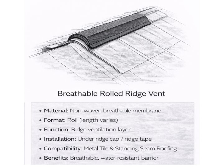 Breathable Rolled Ridge Vent